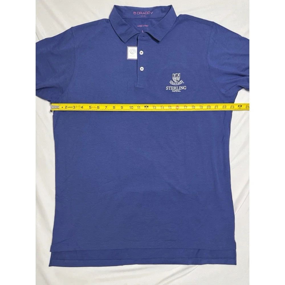NWT B. Draddy Blue Polo Sterling Capital‎ Golf Shirt USA Mens Large